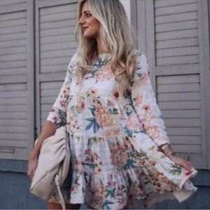 Zara Floral Dress size small long sleeve boho cottage core baby doll